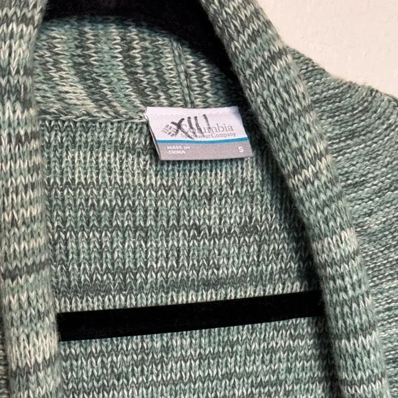 Columbia cardigan knitted blue green flowy with pockets warm cozy size Small - Picture 5 of 7